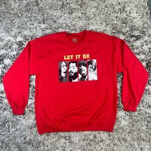The Beatles‎ Let It Be Pullover Sweatshirt Red Crewneck Apple Corps Ltd L